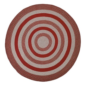 Newport Braid Collection Barn Red 72" Round 100% Polypropylene Reversible Area Rug