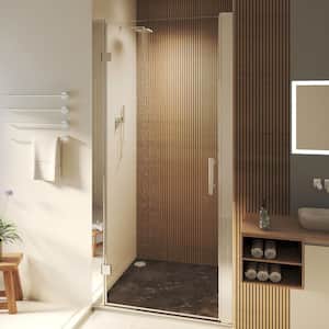 34 in. to 36 in. W x 72 in. H Pivot Hinged Swing Frameless Shower Door in Chrome with Clear Glass