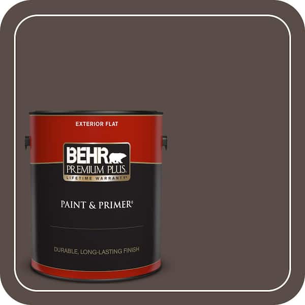 BEHR PREMIUM PLUS 1 gal. #PPU5-19 Dark Truffle Flat Exterior Paint & Primer