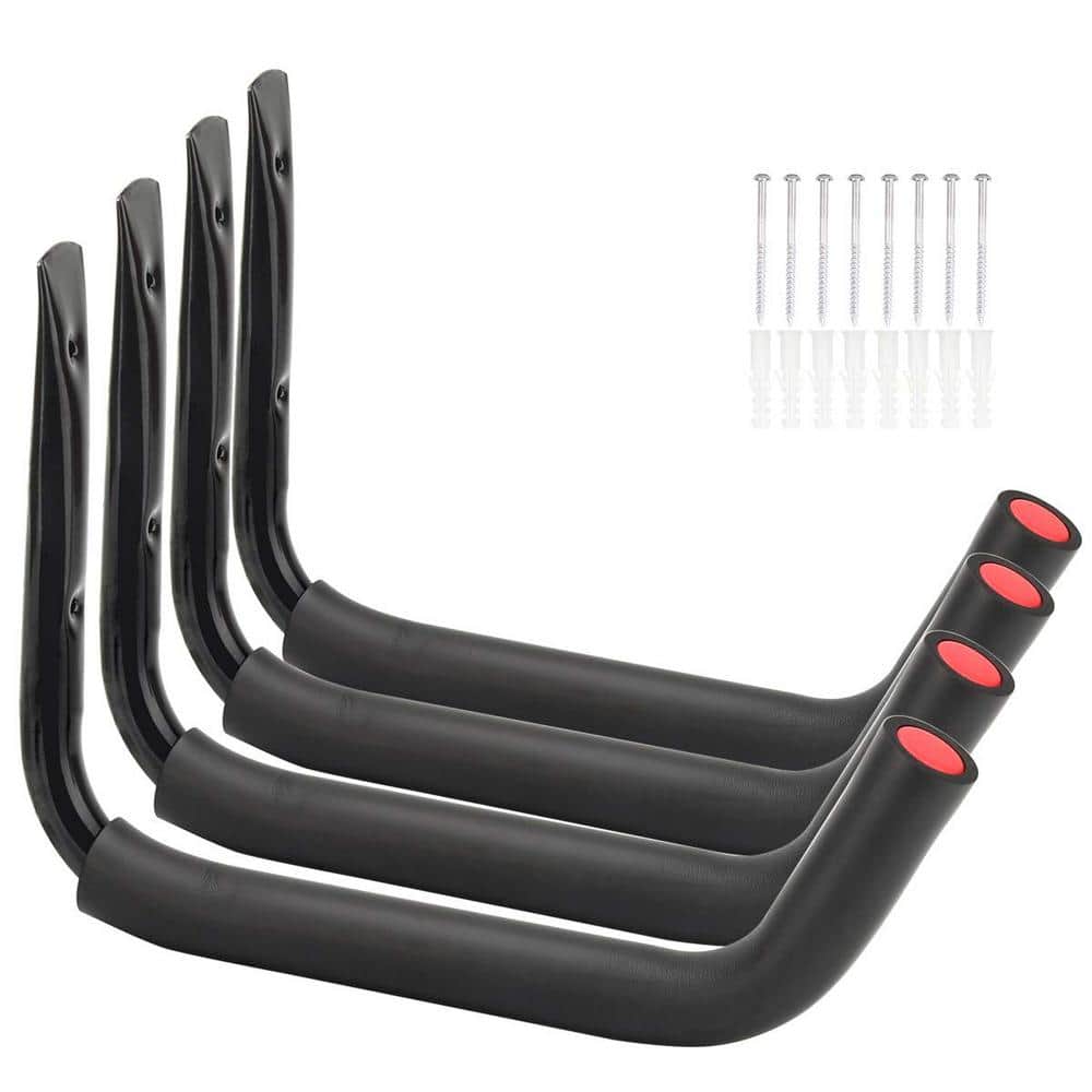 4 Pack 15 in. Kayak Steel Storage Rack, 100 lb. Canoe Wall Mount Hooks, Sno