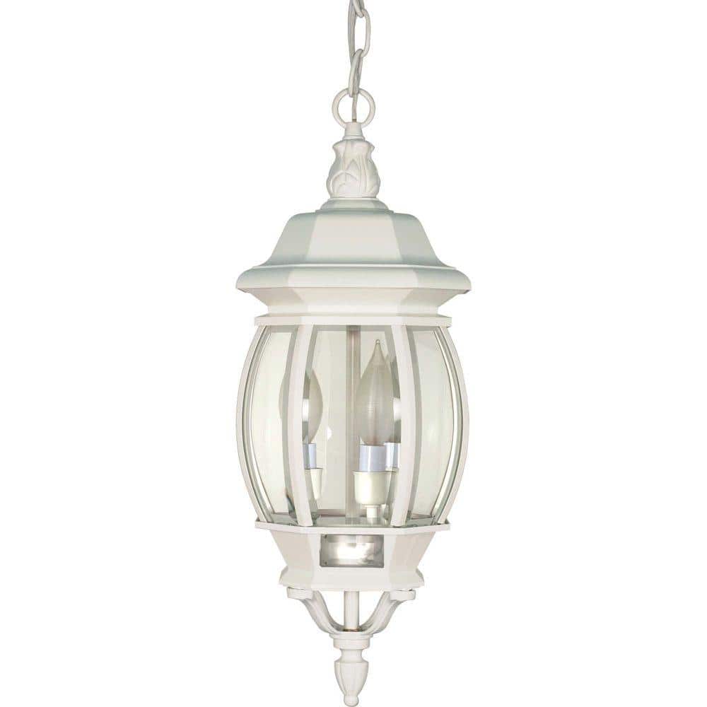 3-Light Outdoor White Hanging Lantern with Clear Beveled Glass price history on PriceWatchPro