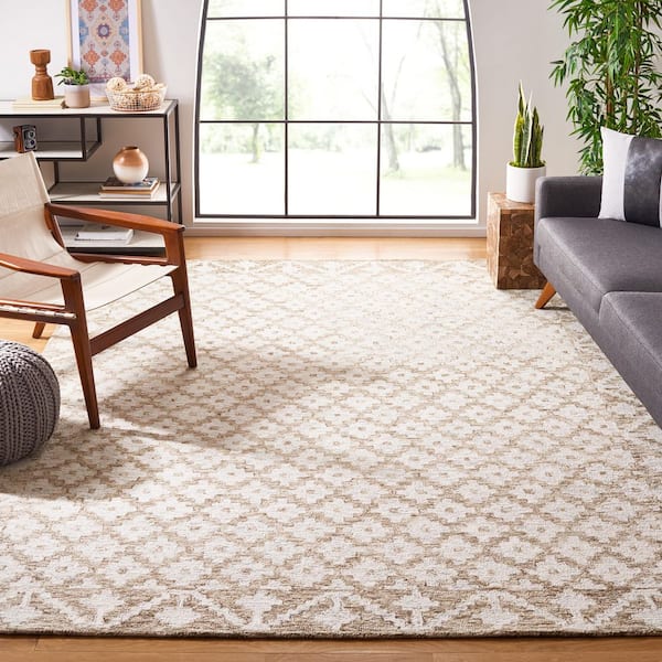 Metro 8 ft. x 8 ft. Square Beige/Sage Diamond Floral Area Rug