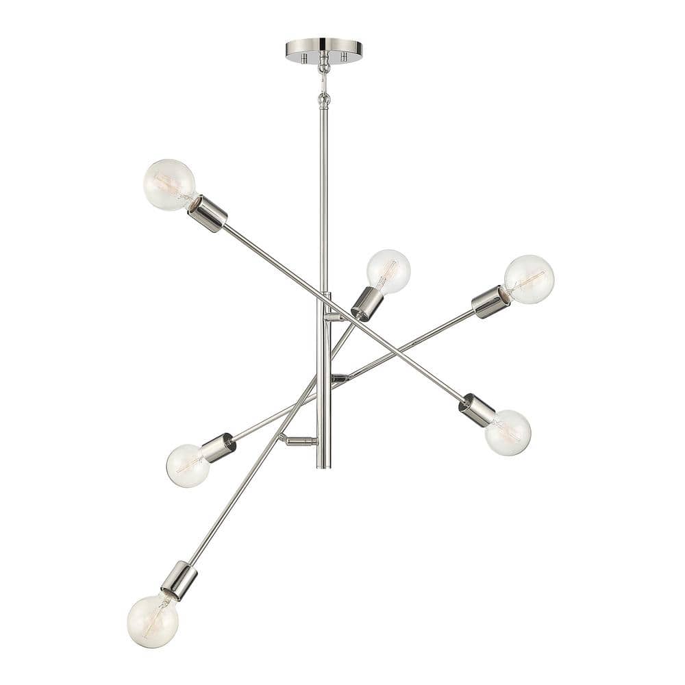 26 in. W x 12 in. H 6-Light Polished Nickel Chandelier with Adjustable Arms price history on PriceWatchPro