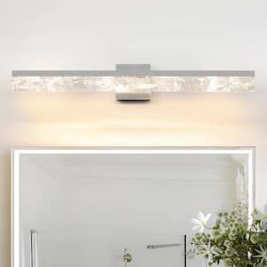 32 in. 1-Light Brushed Nickel LED Vanity Light Bar Wall Sconce Bathroom Light Fixture Over Mirror with 3000K Warm Light