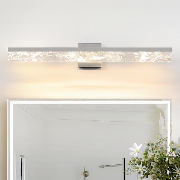 KAISITE 32 in. 1-Light Brushed Nickel LED Vanity Light Bar Wall Sconce Bathroom Light Fixture Over Mirror with 3000K Warm Light