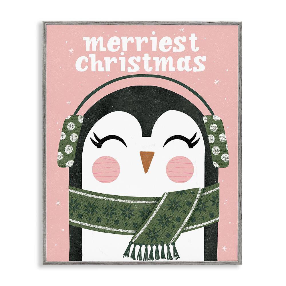 Merriest Christmas Penguin by Muffin Grayson 1-Piece Gray Framed Giclee Animal Art Print 30 in. x 24 in. price history on PriceWatchPro