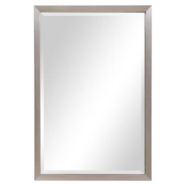 Benjara 24 in. x 36 in. Modern Silver Rectangle Plastic Encased Framed Decorative Mirror