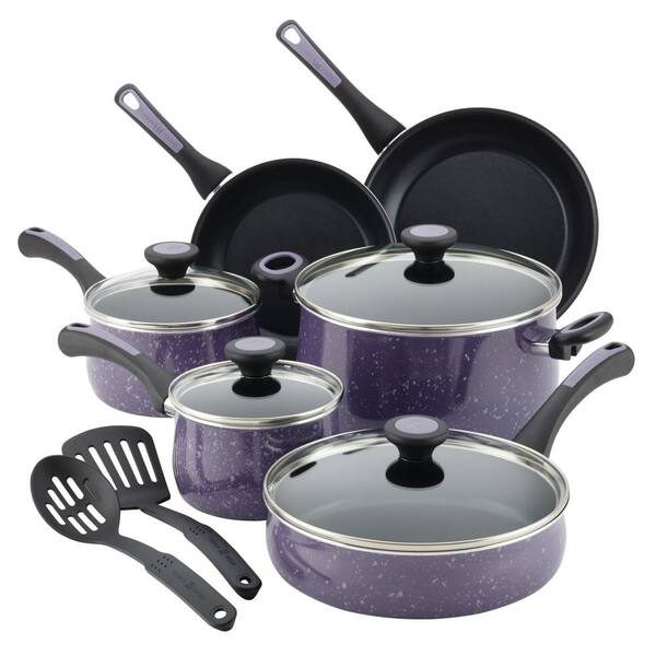 Paula Deen Riverbend 12-Piece Aluminum Nonstick Cookware Set in Lavender Speckle