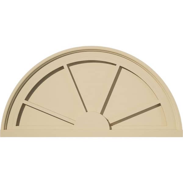 Ekena Millwork 26 in. W x 13 in. H x 2 in. P Half Round 4 Spoke Signature Urethane Pediment, Primed Tan
