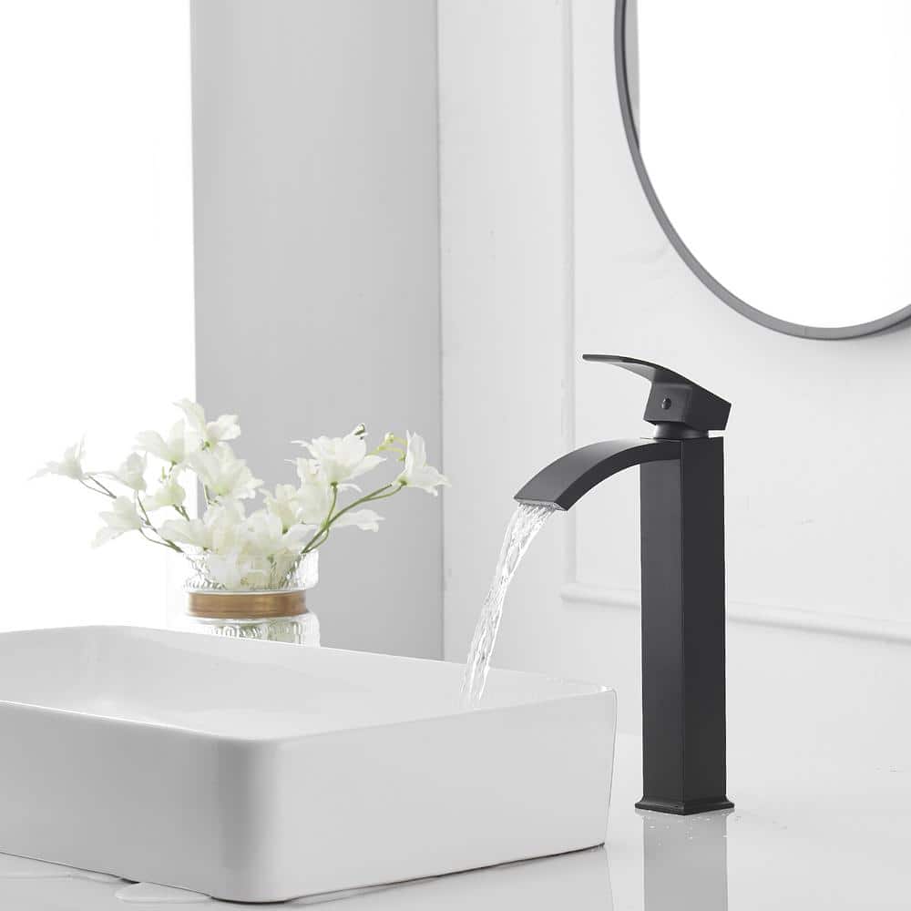 Matte Black Stainless Steel High Arc Bathroom Faucet