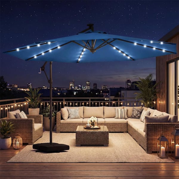 32 in patio umbrella 10FT Square Offset Cantilever Solar LED Lights Upgrade your outdoor living space with the our 10FT Solar LED Patio Umbrella Garvee 10FT Solar Powered Umbrella/Beige