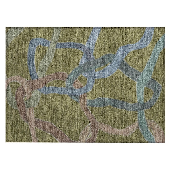 Chantille Machine Washable Indoor/Outdoor Abstract ACN2394 Olive 2 ft. x 3 ft. Accent Rug
