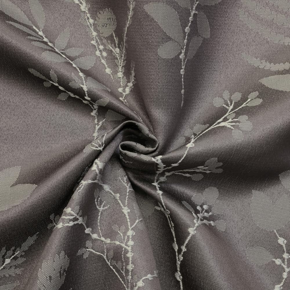 Silver Jacquard Embroidered Light Filtering Grommet Curtain Panel 52" x 84"