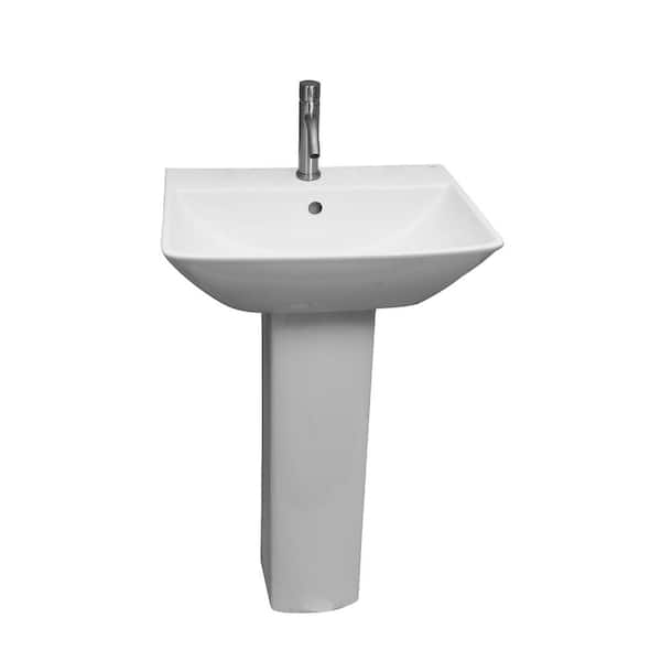 Barclay Products Summit 500 20 in. Pedestal Combo Bathroom Sink with 1 Faucet Hole in White