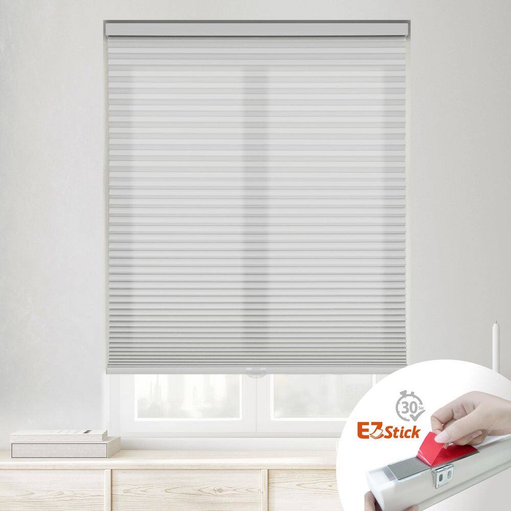 Gray Cloud Cordless Light Filtering EZ Stick No Tools No Drill Eco Polyester Cellular Shades-35 in. W x 60 in. L price history on PriceWatchPro