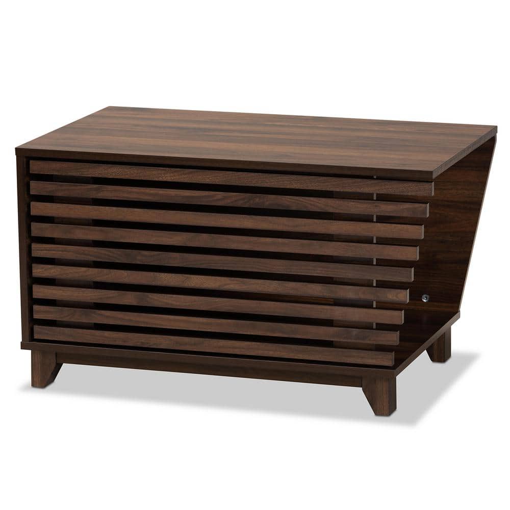 Walnut Brown Finished Wood Modern Cat Litter Box Cover House