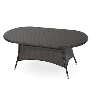 Corsica Multi Brown Oval Faux Rattan Outdoor Patio Dining Table