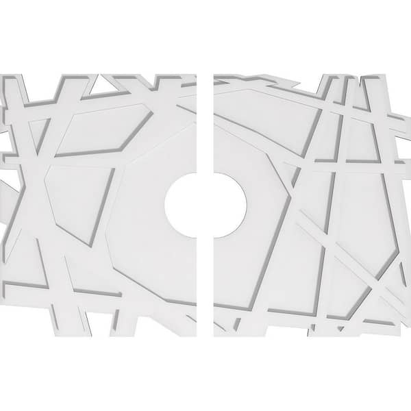 Ekena Millwork 36 in. W x 24 in. H x 6 in. ID x 1 in. P Novo Architectural Grade PVC Contemporary Ceiling Medallion (2-Piece)