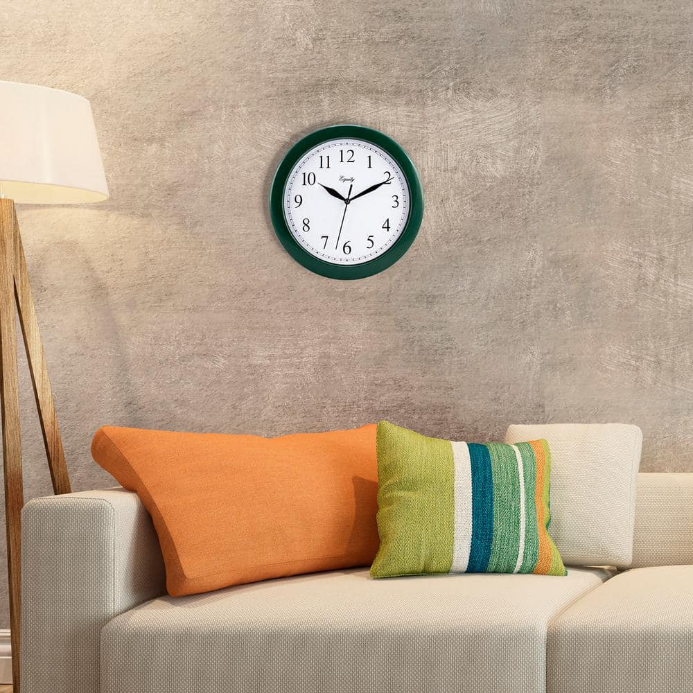 10 in. Hunter Green Quartz Analog Wall Clock
