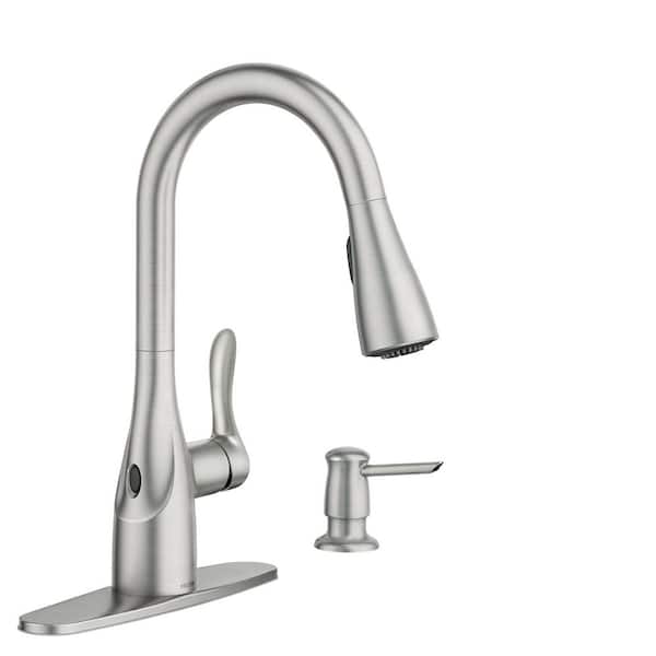 Arlo Spot Resist Stainless 15.33 in. H Touchless Pull Down Sprayer Kitchen Faucet with 360° Spout Swivel and Power Clean