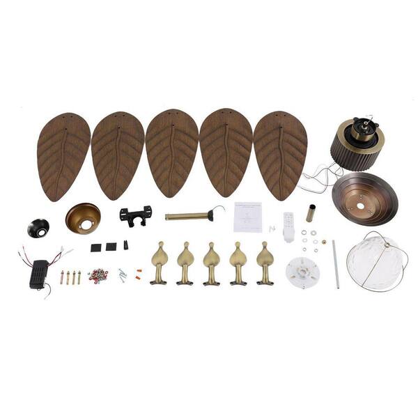 OUKANING 52 in. Bronze and Brown Downrod Mount Fandelier 6-Speed