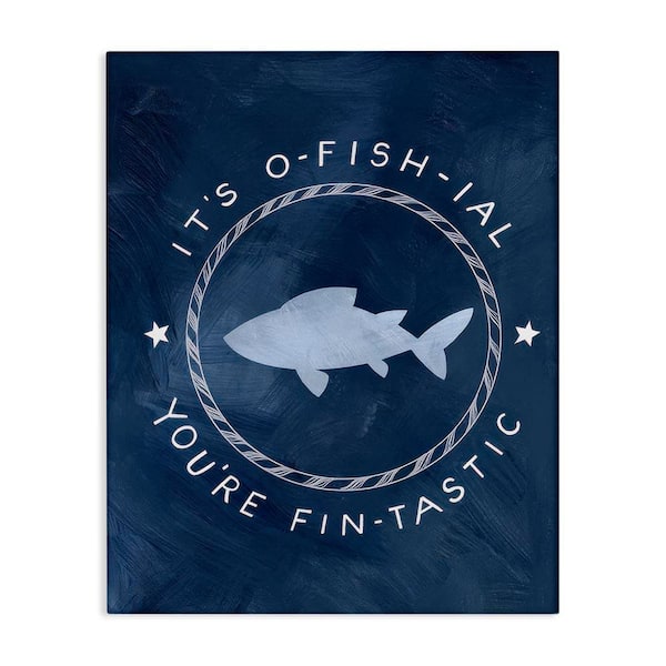 Stupell Industries Officially Fantastic Fish Pun by Caverly Smith Unframed Coastal Graphic Art Print 20 in. x 16 in.