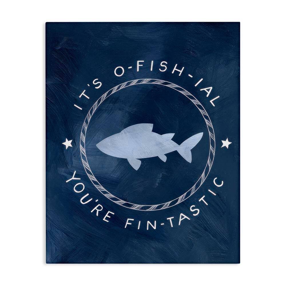 Officially Fantastic Fish Pun by Caverly Smith Unframed Coastal Graphic Art Print 40 in. x 30 in. price history on PriceWatchPro