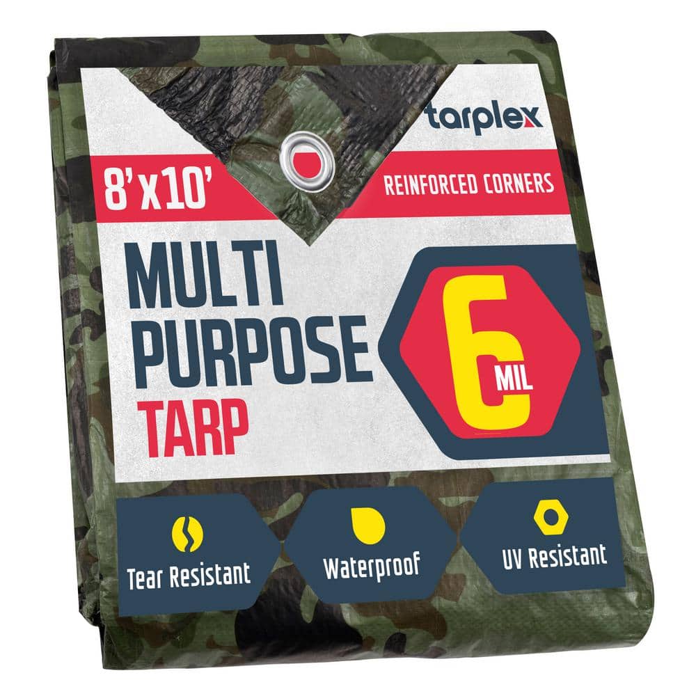 Tarplex 8 ft. x 10 ft. Camo All Purpose Tarp 6-Mil Poly, Waterproof UV Resi