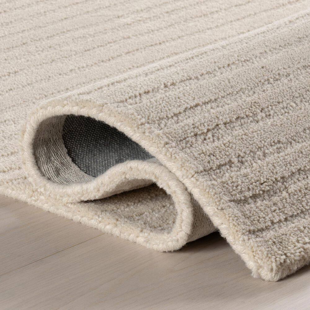 Beige Handmade Wool Tufted Rectangular Area Rug, 4' x 6'