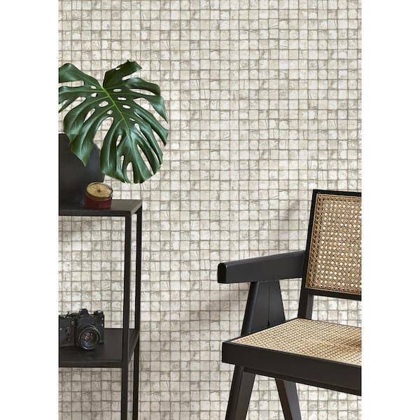 Kingsley White Tiled Textured Non-Pasted Non-Woven Wallpaper Sample