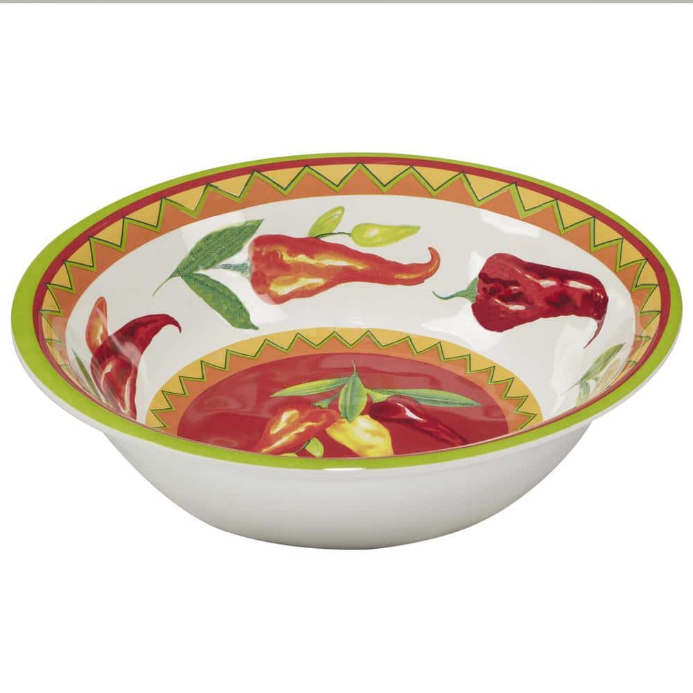 Red Hot Chili Pepper Melamine Dinnerware Set, Service for 4