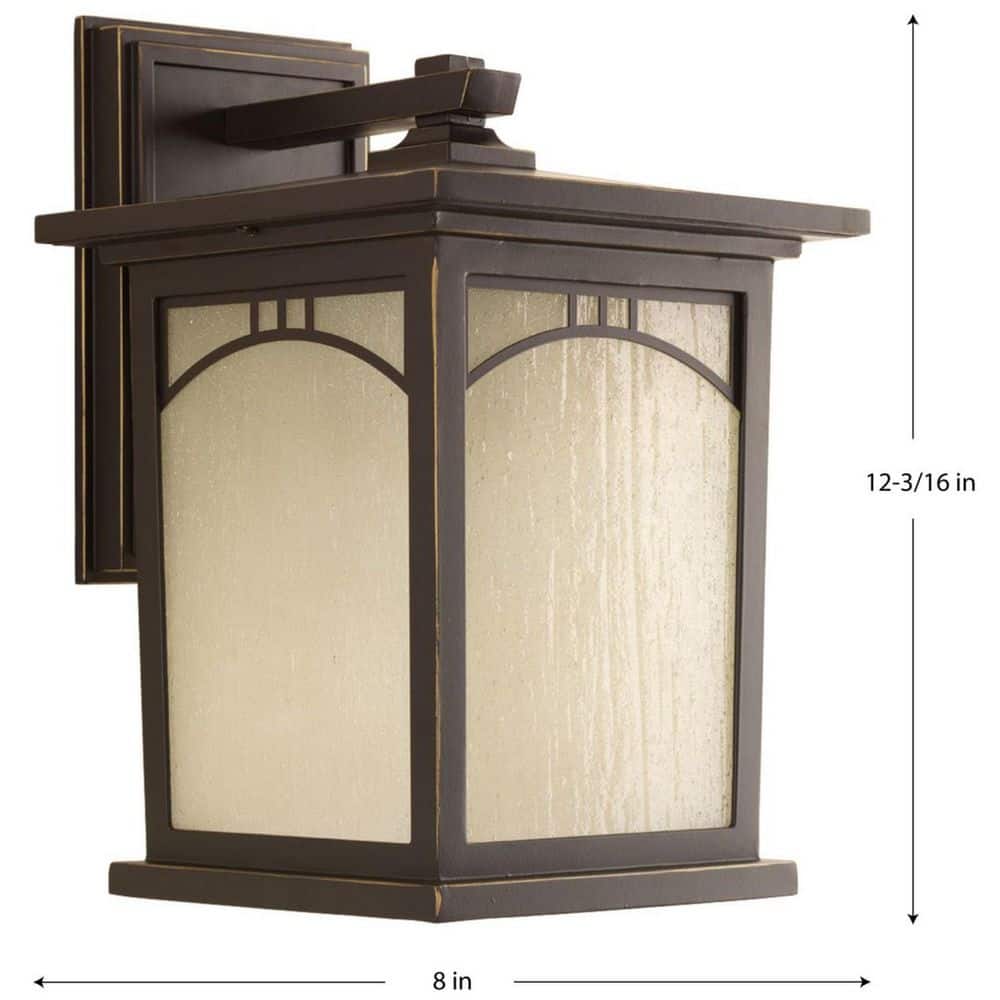 Antique Bronze 12" Outdoor Wall Lantern with Textured Glass