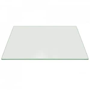 16 in. x 30 in. Clear Rectangle Glass Table Top 3/8 in. Thick Pencil Polish Tempered Touch Corners