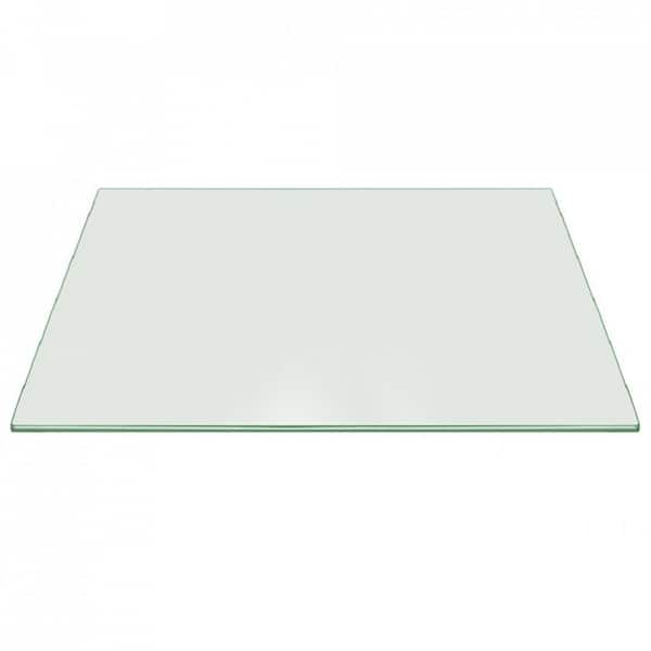 Fab Glass and Mirror 26 in. x 30 in. Clear Rectangle Glass Table Top 3/8 in. Thick Pencil Polish Tempered Touch Corners