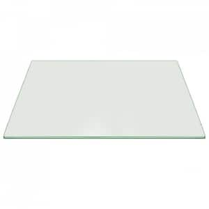 36 in. x 48 in. Clear Rectangle Glass Table Top 3/8 in. Thick Pencil Polish Tempered Touch Corners