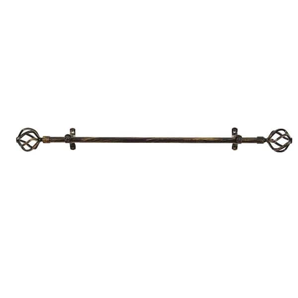 ACHIM Metallo Avalon 66 in. - 120 in. Adjustable 3/4 in. Single Curtain Rod in Black Gold Avalon Finials