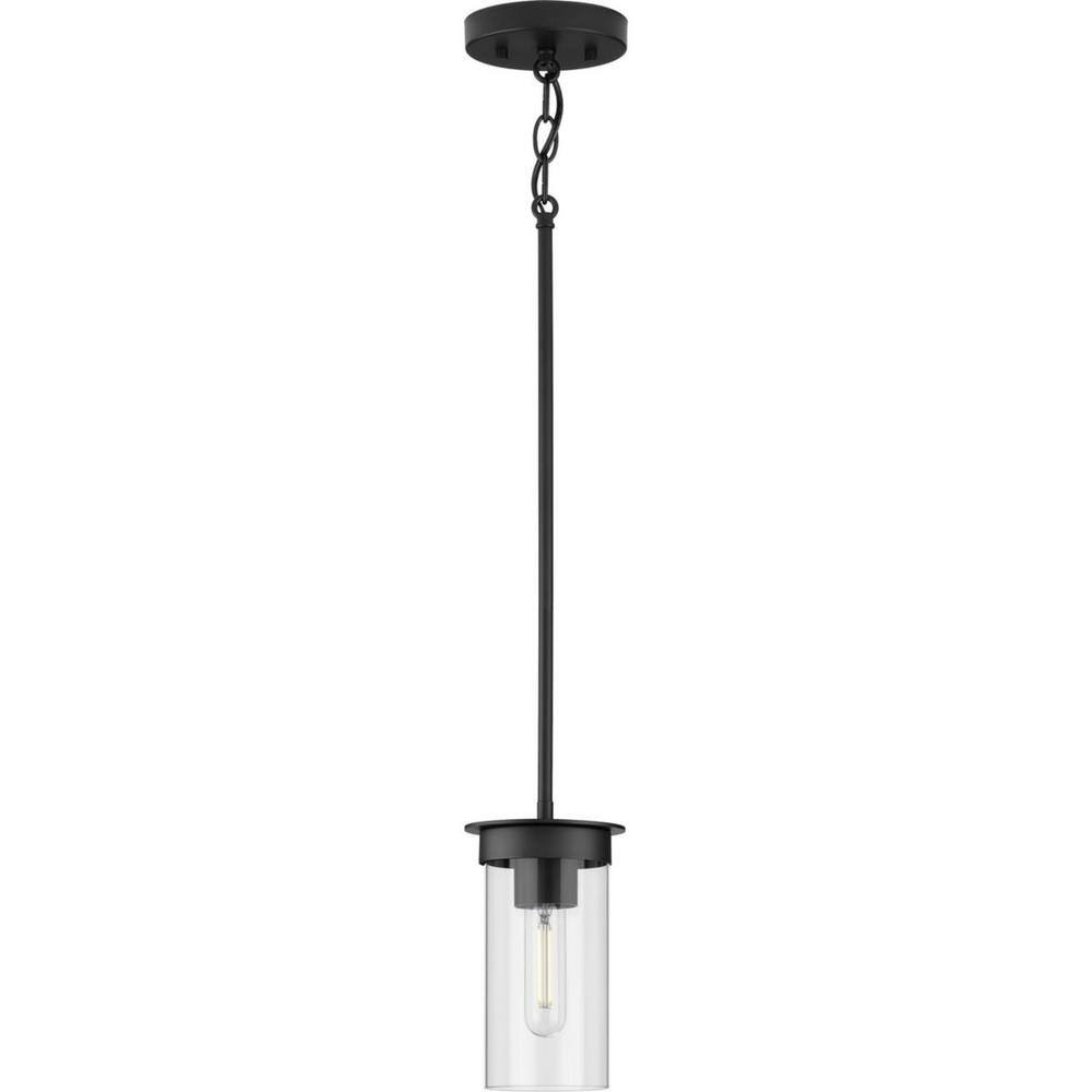 Kellwyn Matte Black and Clear Glass Mini-Pendant Light