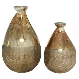 Gold Glass Rustic Decorative Vase (Set of 2)