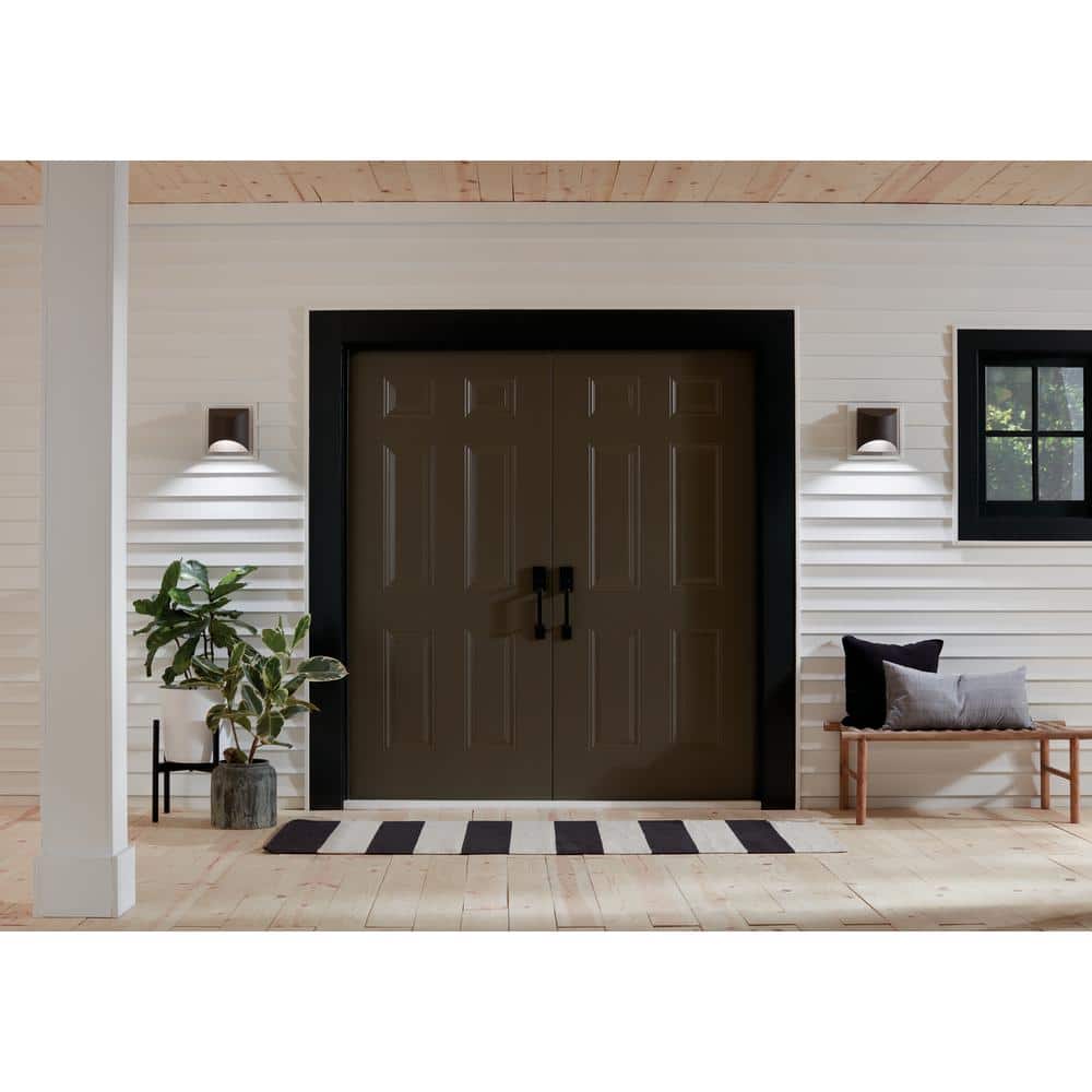 Modern 7'' Bronze Half-Cylinder LED Outdoor Sconce with Dimmable Light