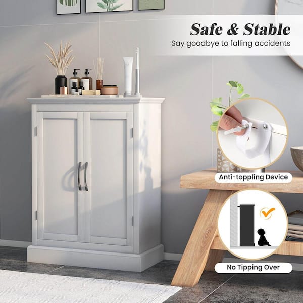 ANGELES HOME White Free Standing Bathroom Storage Cabinet with
