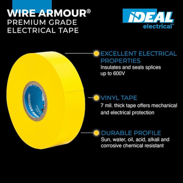 Wire Armour 3/4 in. x 66 ft. Premium Vinyl Tape, Yellow (10-Pack)