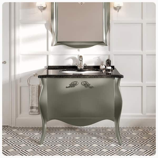 Ritz 34 in. Single Sink Silver Bath Vanity with Black Granite Top (Assembled)