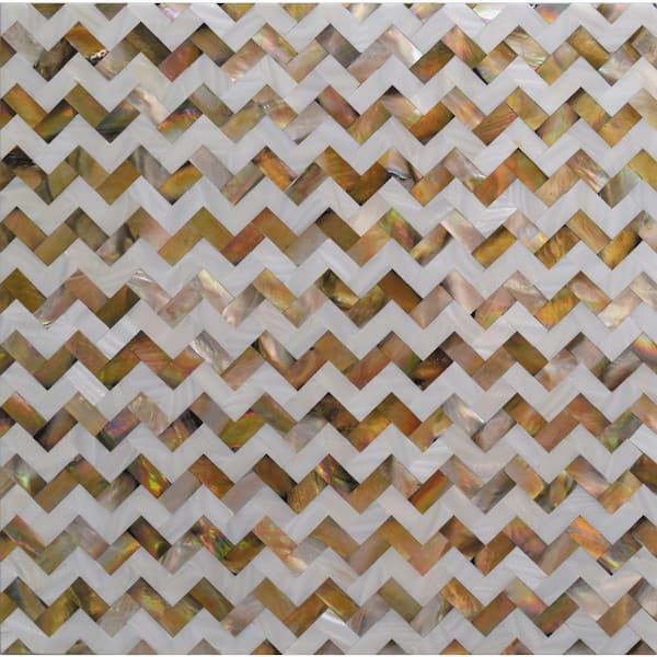 Apollo Tile (Sample) Wall Beige and White Natural Shell 4-in x 4-in Polished Marble Mixed Pattern Patterned Wall Tile