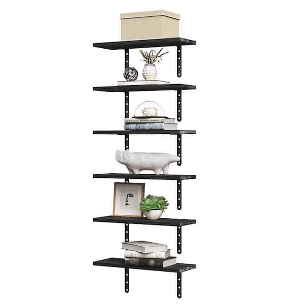 5.83 in. W x 15.6 in. L Black Cedarwood Floating Shelves, Set of 6 Decorative Wall Shelf