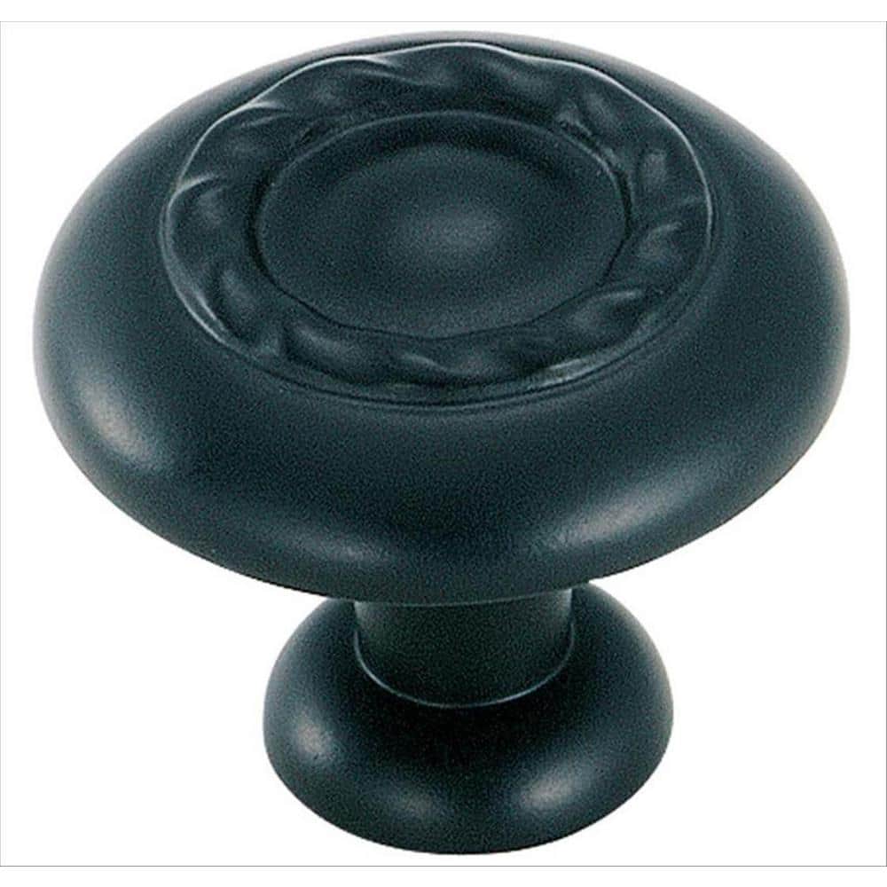 Inspirations 1-1/4 in. (32mm) Traditional Matte Black Round Cabinet Knob