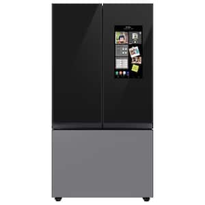 Bespoke 30 cu ft Customizable 3-Door French Door Smart Refrigerator with Charcoal Glass Family Hub Panel, Standard Depth