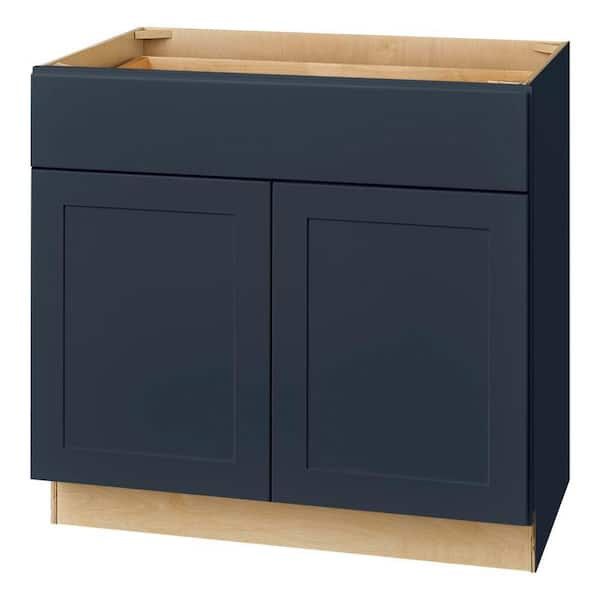 Avondale 36 in. W x 24 in. D x 34.5 in. H Ready to Assemble Plywood Shaker Base Kitchen Cabinet in Ink Blue