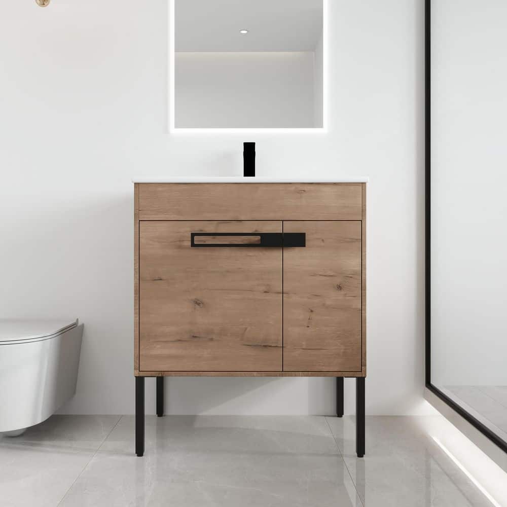 30 in.W x 18.3 in.D x 35 in. H Single Sink Freestanding Bath Vanity in Beig