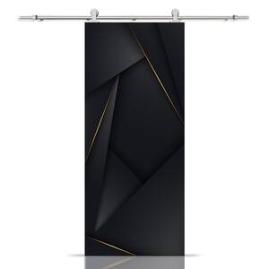 36 in. x 96 in. White Painted Composite MDF Paneled Interior Sliding Barn Door with Hardware Kit