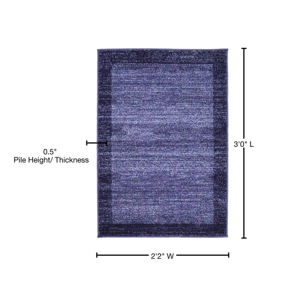 Navy Blue Rectangular Tufted Stain-Resistant Rug
